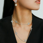  Lace Loom Long Gold Silver Necklace gembea jewelry