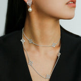  Lace Loom Long Gold Silver Necklace gembea jewelry