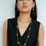  Lace Loom Long Gold Silver Necklace gembea jewelry