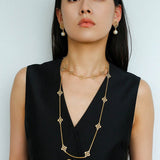  Lace Loom Long Gold Silver Necklace gembea jewelry
