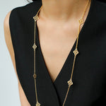  Lace Loom Long Gold Silver Necklace gembea jewelry