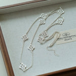  Lace Loom Long Gold Silver Necklace gembea jewelry