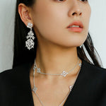  Lace Loom Long Gold Silver Necklace gembea jewelry