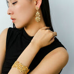 Lace Wide Embroidered Gold Silver Cuff Bracelet