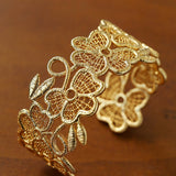 Lace Wide Embroidered Gold Silver Cuff Bracelet