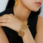 Lace Wide Embroidered Gold Silver Cuff Bracelet