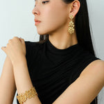 Lace Wide Embroidered Gold Silver Cuff Bracelet