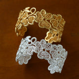 Lace Wide Embroidered Gold Silver Cuff Bracelet