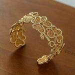 Lace Wide Embroidered Gold Silver Cuff Bracelet