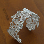 Lace Wide Embroidered Gold Silver Cuff Bracelet