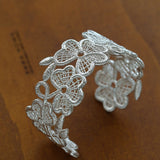 Lace Wide Embroidered Gold Silver Cuff Bracelet