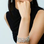 Lace Wide Embroidered Gold Silver Cuff Bracelet