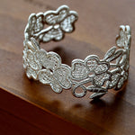 Lace Wide Embroidered Gold Silver Cuff Bracelet
