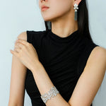 Lace Wide Embroidered Gold Silver Cuff Bracelet