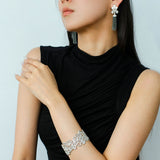 Lace Wide Embroidered Gold Silver Cuff Bracelet