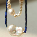 Lapis Lazuli Baroque Pearl Necklace GEMBEA JEWELRY