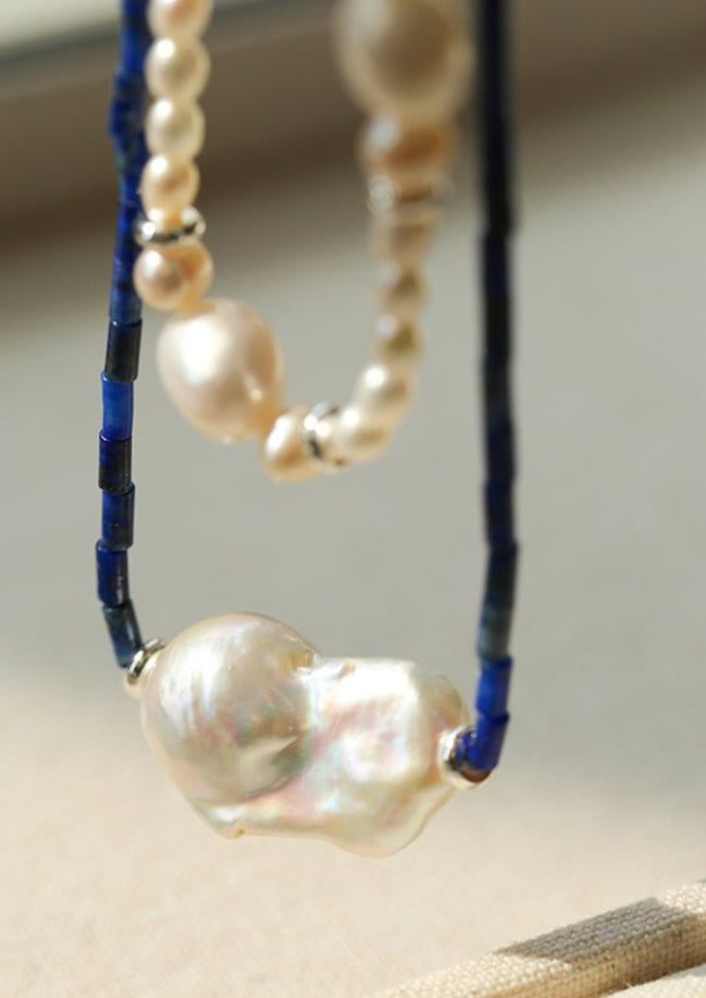Lapis Lazuli Baroque Pearl Necklace GEMBEA JEWELRY