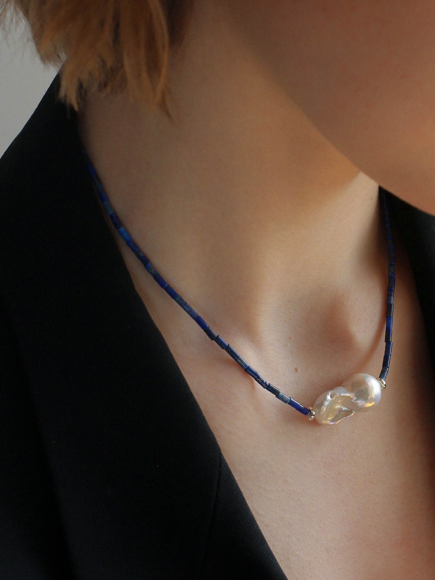 Lapis Lazuli Baroque Pearl Necklace GEMBEA JEWELRY