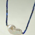Lapis Lazuli Baroque Pearl Necklace GEMBEA JEWELRY