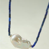 Lapis Lazuli Baroque Pearl Necklace GEMBEA JEWELRY