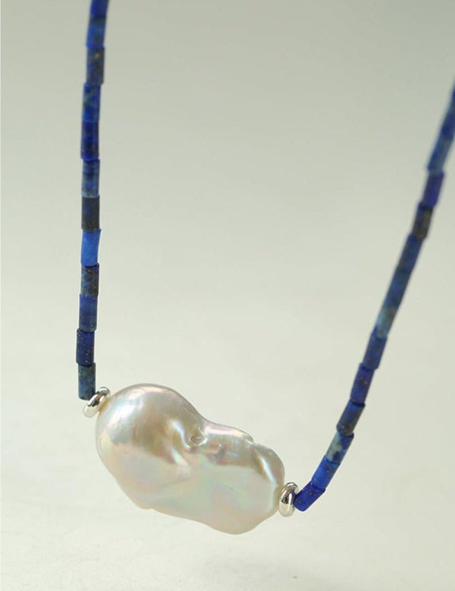 Lapis Lazuli Baroque Pearl Necklace GEMBEA JEWELRY
