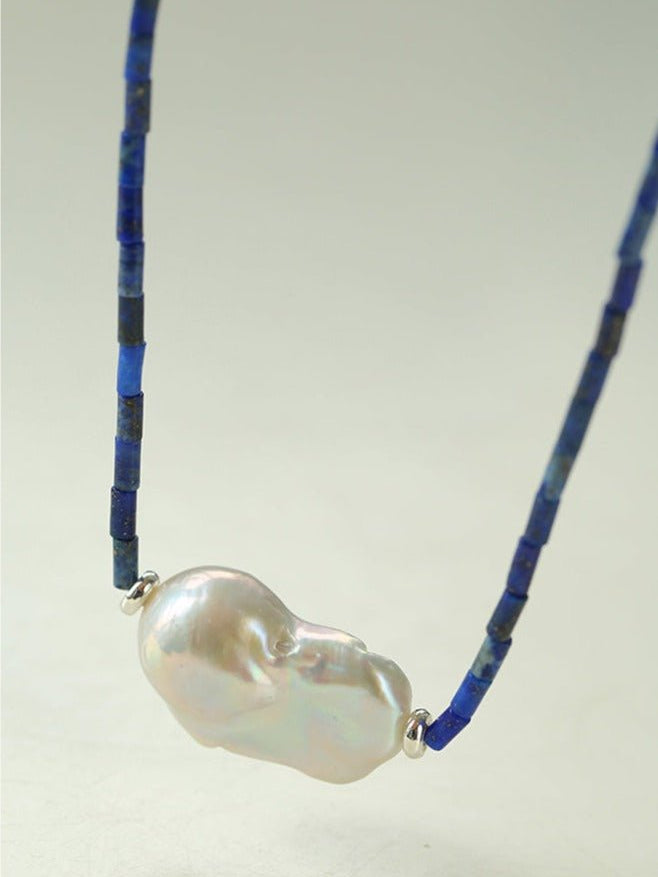 Lapis Lazuli Baroque Pearl Necklace GEMBEA JEWELRY