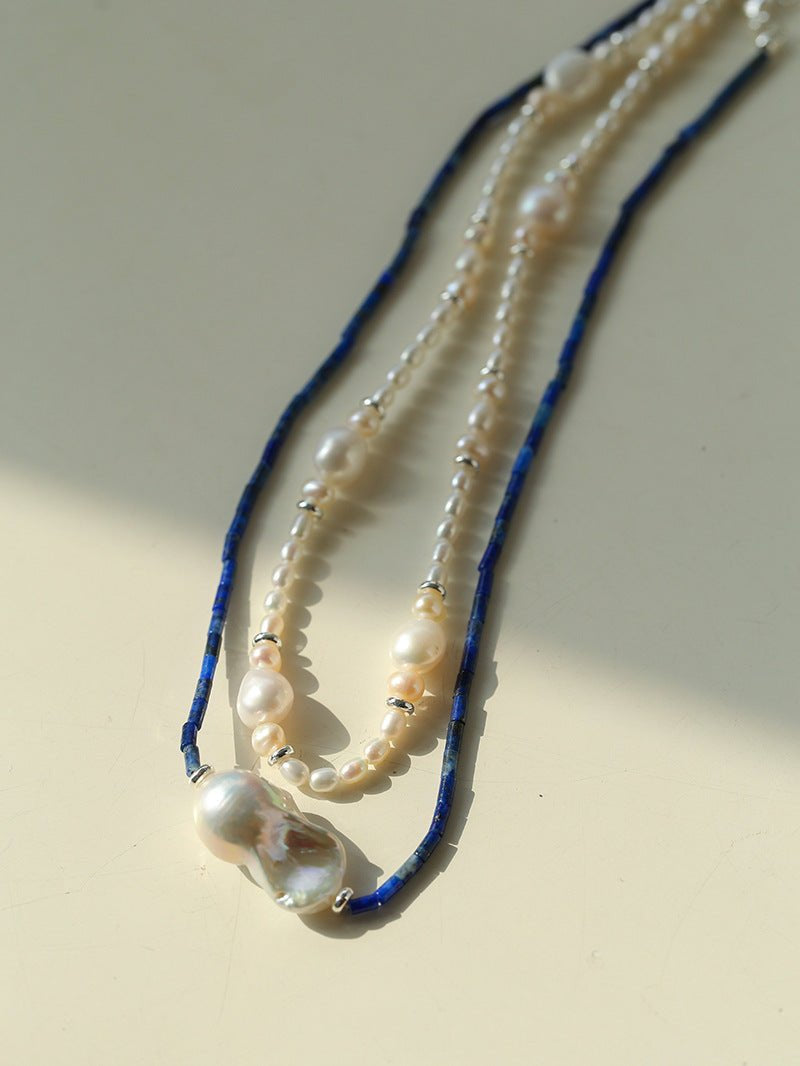 Lapis Lazuli Baroque Pearl Necklace GEMBEA JEWELRY