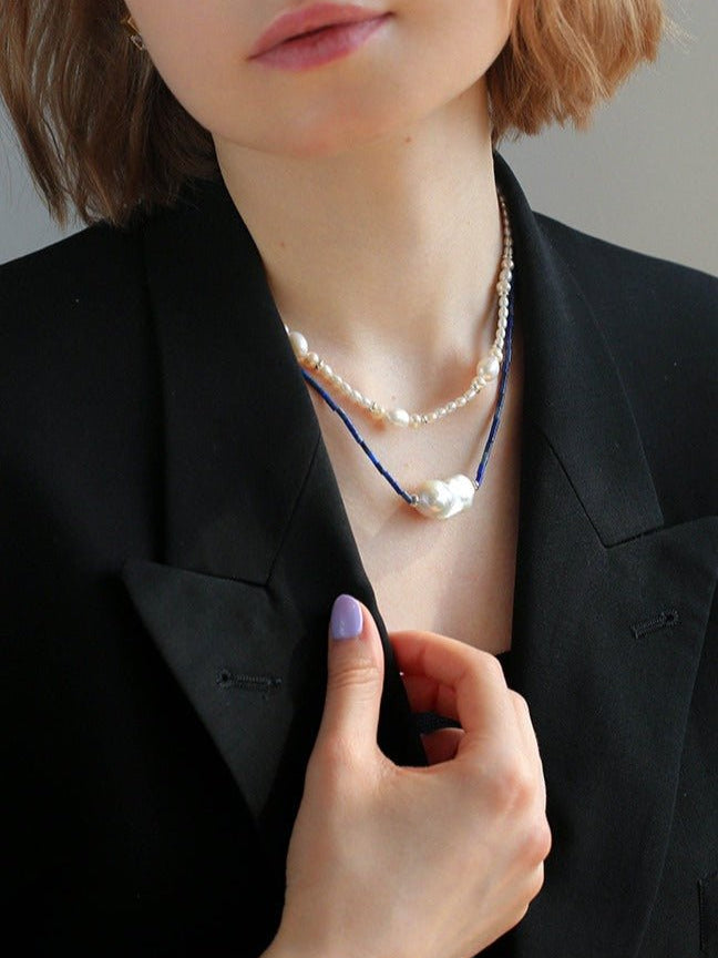 Lapis Lazuli Baroque Pearl Necklace GEMBEA JEWELRY