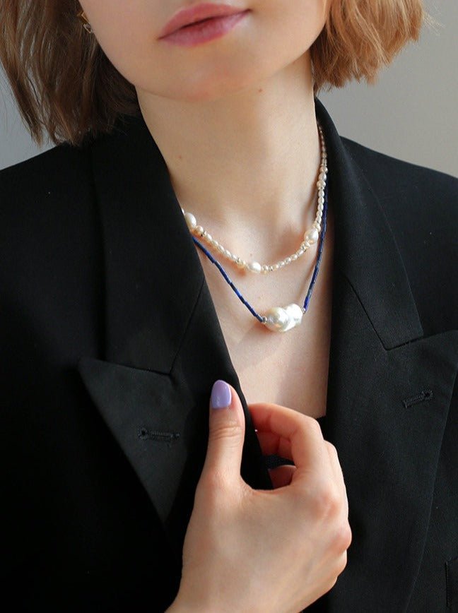 Lapis Lazuli Baroque Pearl Necklace GEMBEA JEWELRY