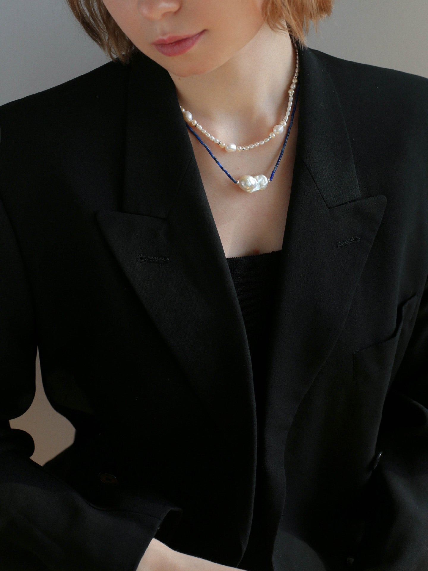 Lapis Lazuli Baroque Pearl Necklace GEMBEA JEWELRY