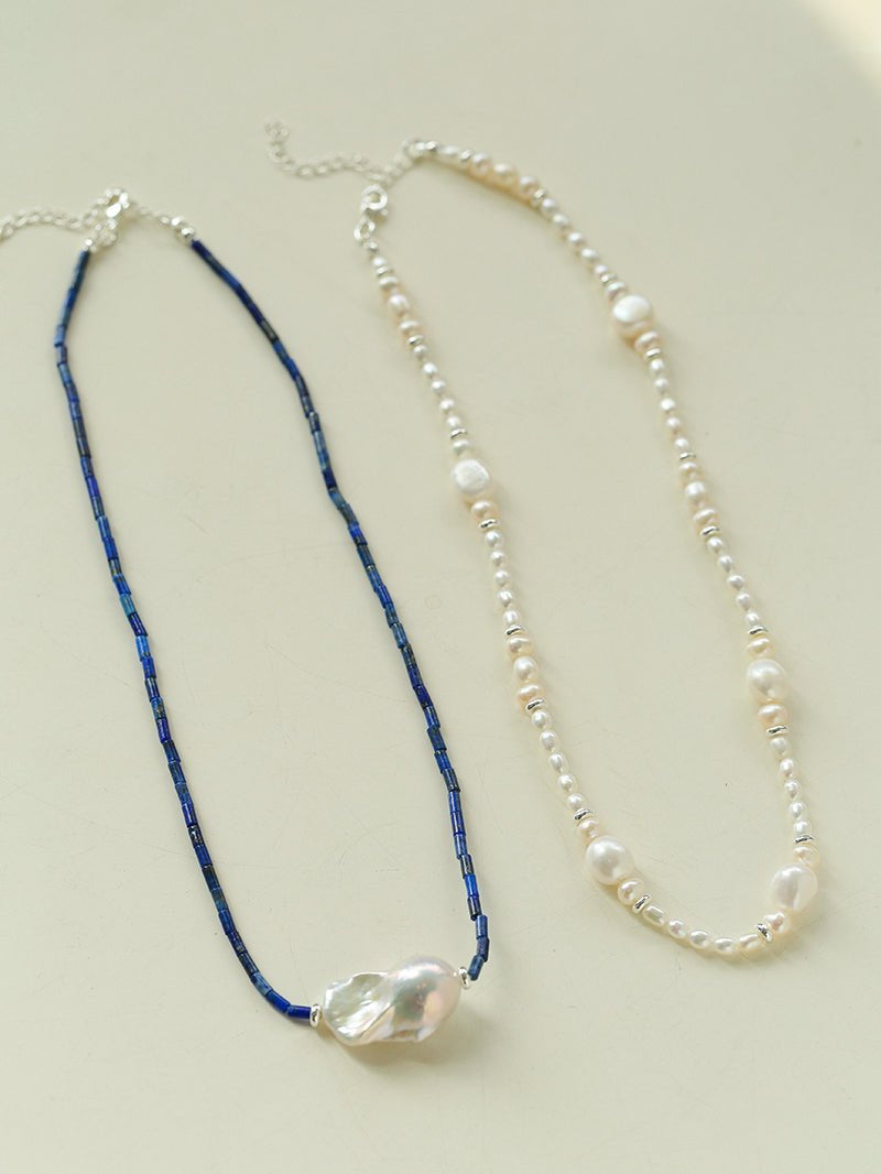 Lapis Lazuli Baroque Pearl Necklace GEMBEA JEWELRY