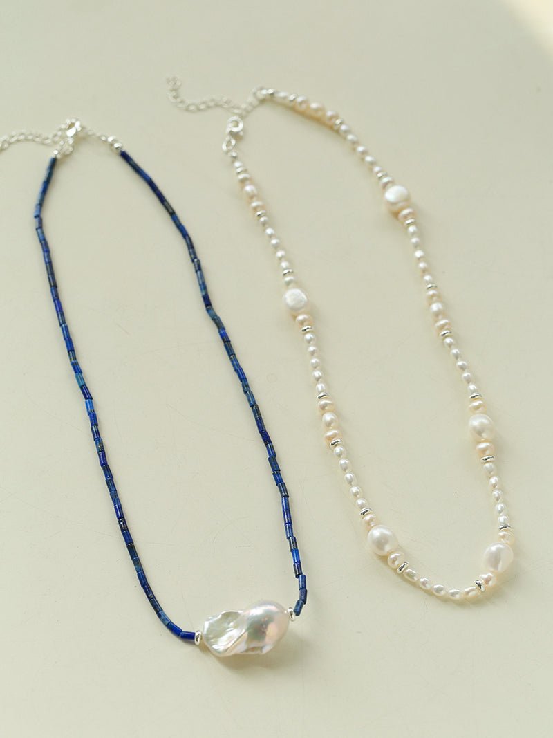 Lapis Lazuli Baroque Pearl Necklace GEMBEA JEWELRY
