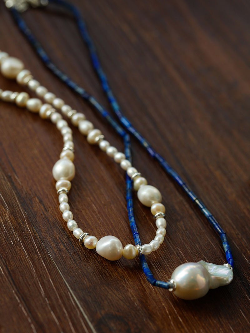 Lapis Lazuli Baroque Pearl Necklace GEMBEA JEWELRY