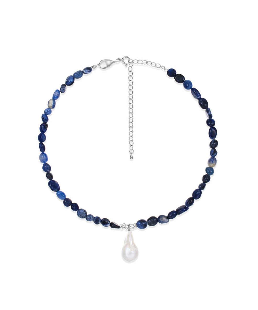 Lapis Lazuli Beaded Baroque Pearl Necklace gembea jewelry