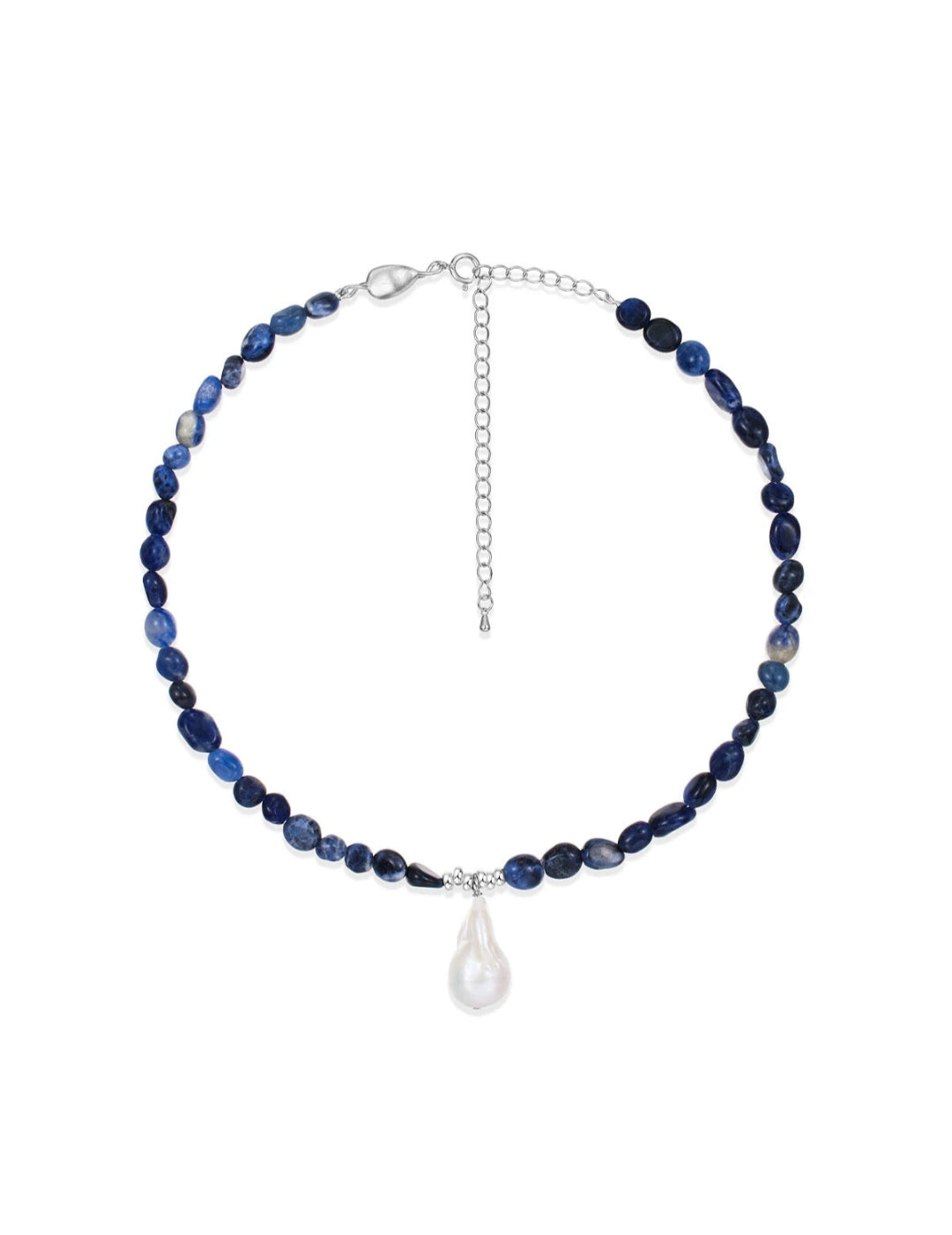 Lapis Lazuli Beaded Baroque Pearl Necklace gembea jewelry