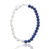 Lapis Lazuli Gemstone Baroque Pearl Beaded Necklace gembea jewelry