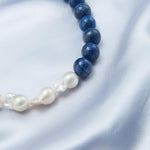 Lapis Lazuli Gemstone Baroque Pearl Beaded Necklace - Gembea Jewelry