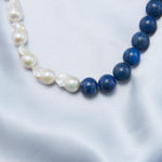 Lapis Lazuli Gemstone Baroque Pearl Beaded Necklace - Gembea Jewelry