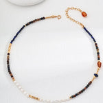 Tiger's eye Lapis Lazuli Pearl Necklaces - Gembea Jewelry