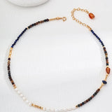 Tiger's eye Lapis Lazuli Pearl Necklaces - Gembea Jewelry