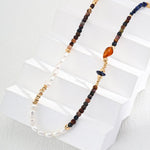 Tiger's eye Lapis Lazuli Pearl Necklaces - Gembea Jewelry
