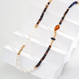 Tiger's eye Lapis Lazuli Pearl Necklaces - Gembea Jewelry