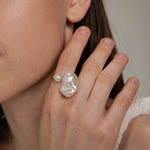 Large Baroque Pearl Open Ring gembea jewelry
