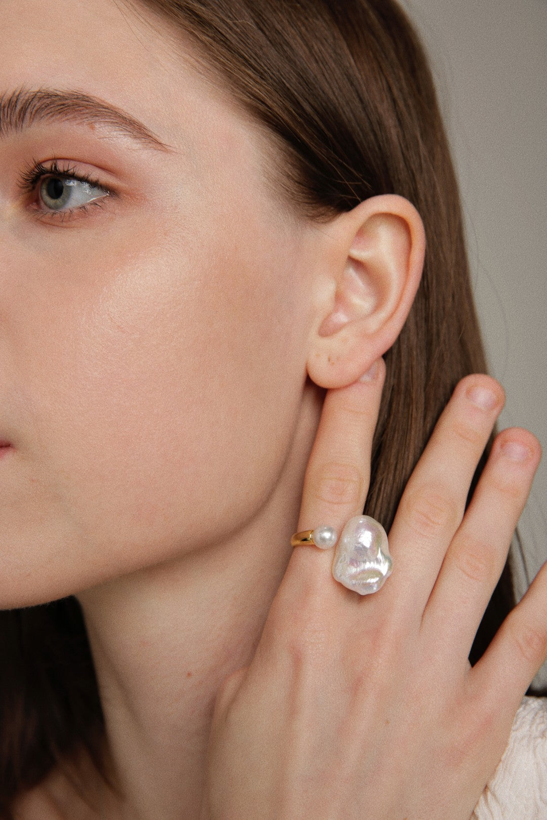 Large Baroque Pearl Open Ring gembea jewelry
