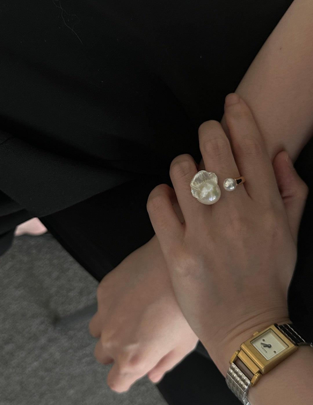 Large Baroque Pearl Open Rings - Gembea Jewelry