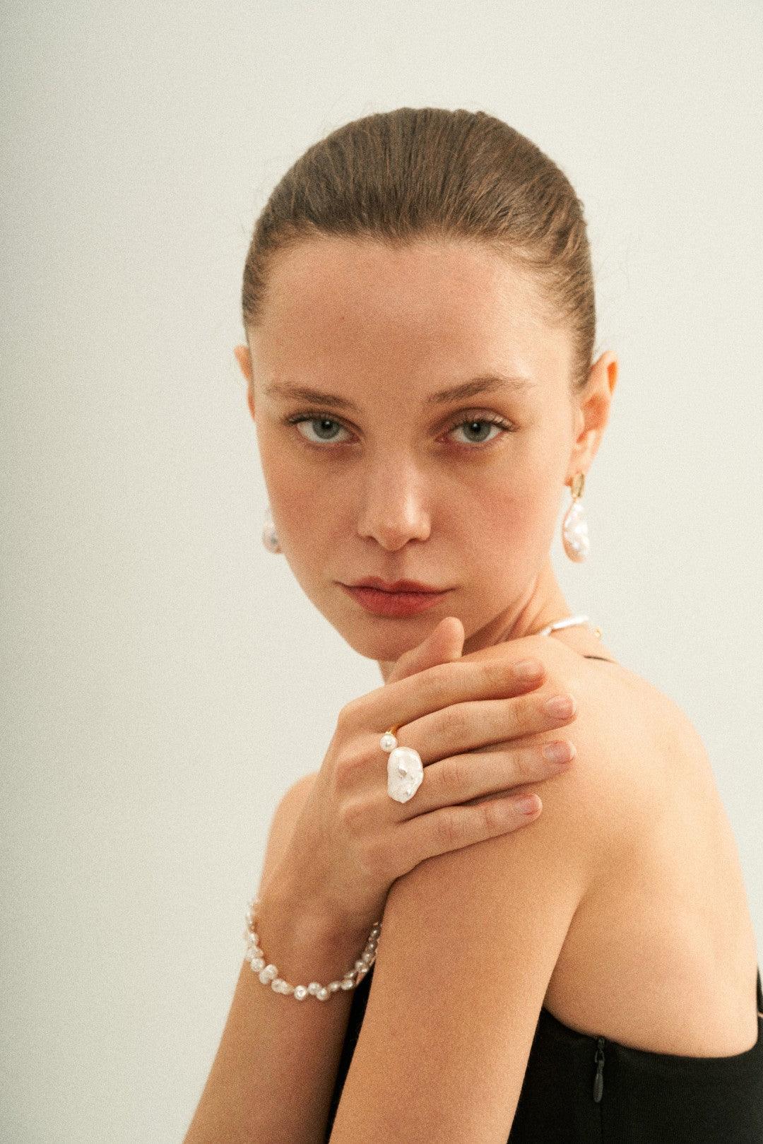 Large Baroque Pearl Open Rings - Gembea Jewelry