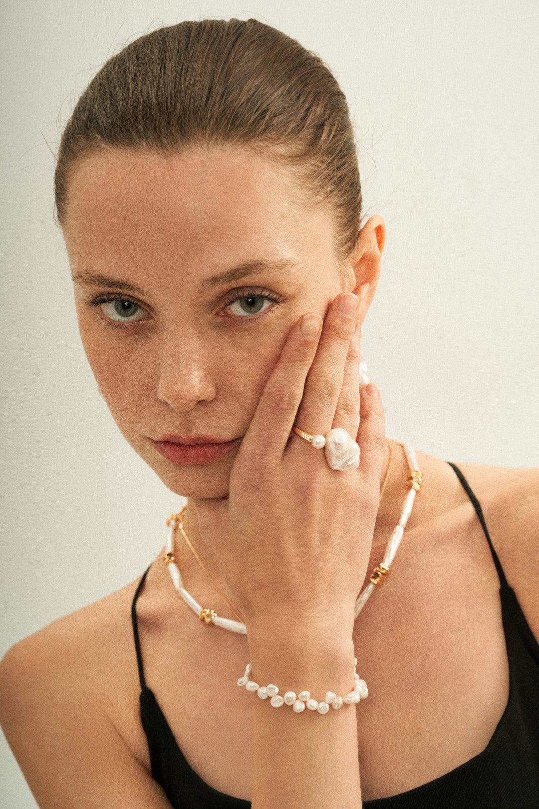 Large Baroque Pearl Open Rings - Gembea Jewelry