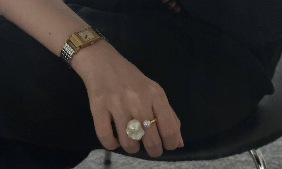 Large Baroque Pearl Open Rings - Gembea Jewelry