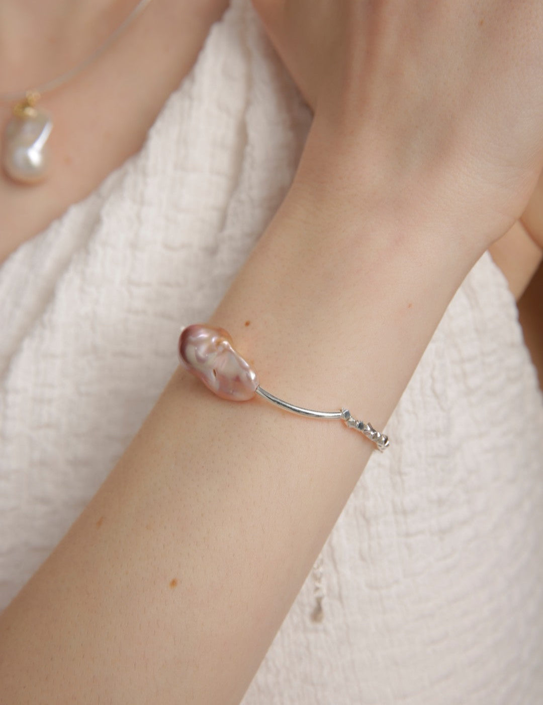 Gembea Jewelry Large Colorful Baroque Sterling Silver Bracelet