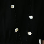 Large Petal Baroque Pearl Black Spinel Necklace-Gembea Jewelry